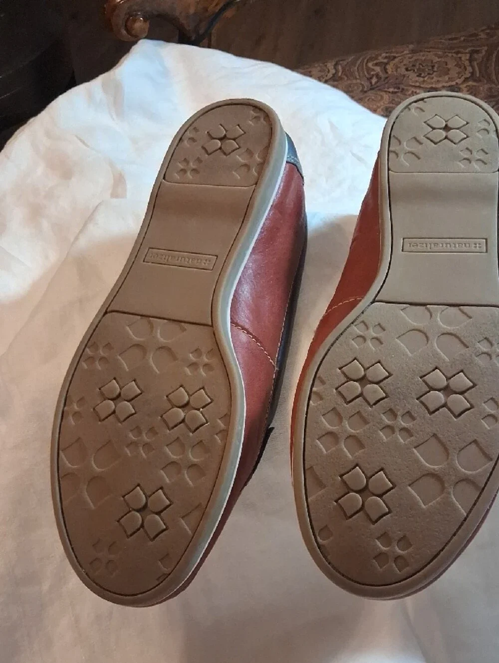 Naturalizer Tri-Color Leather Penny Loafers - Tan, Brown & Navy